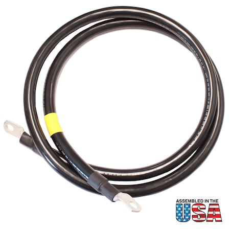 AWG #2/0 Black Battery Interconnect Cable 5 Ft  3/8 Lugs